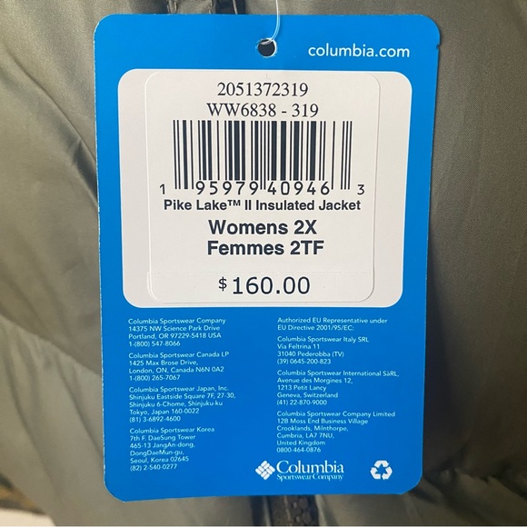 Columbia Pike Lake II Jacket Women 2X Colorblock Insulated Omni-Heat Puffer - Picture 10 of 16
